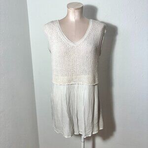 Mint Velvet Knit Open Back Cream Colored Top Blouse Size 12